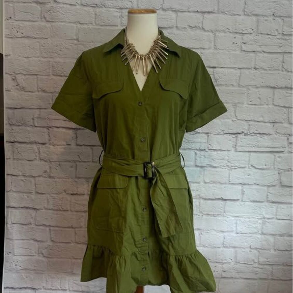 Zara Green Poplin dress SZ M